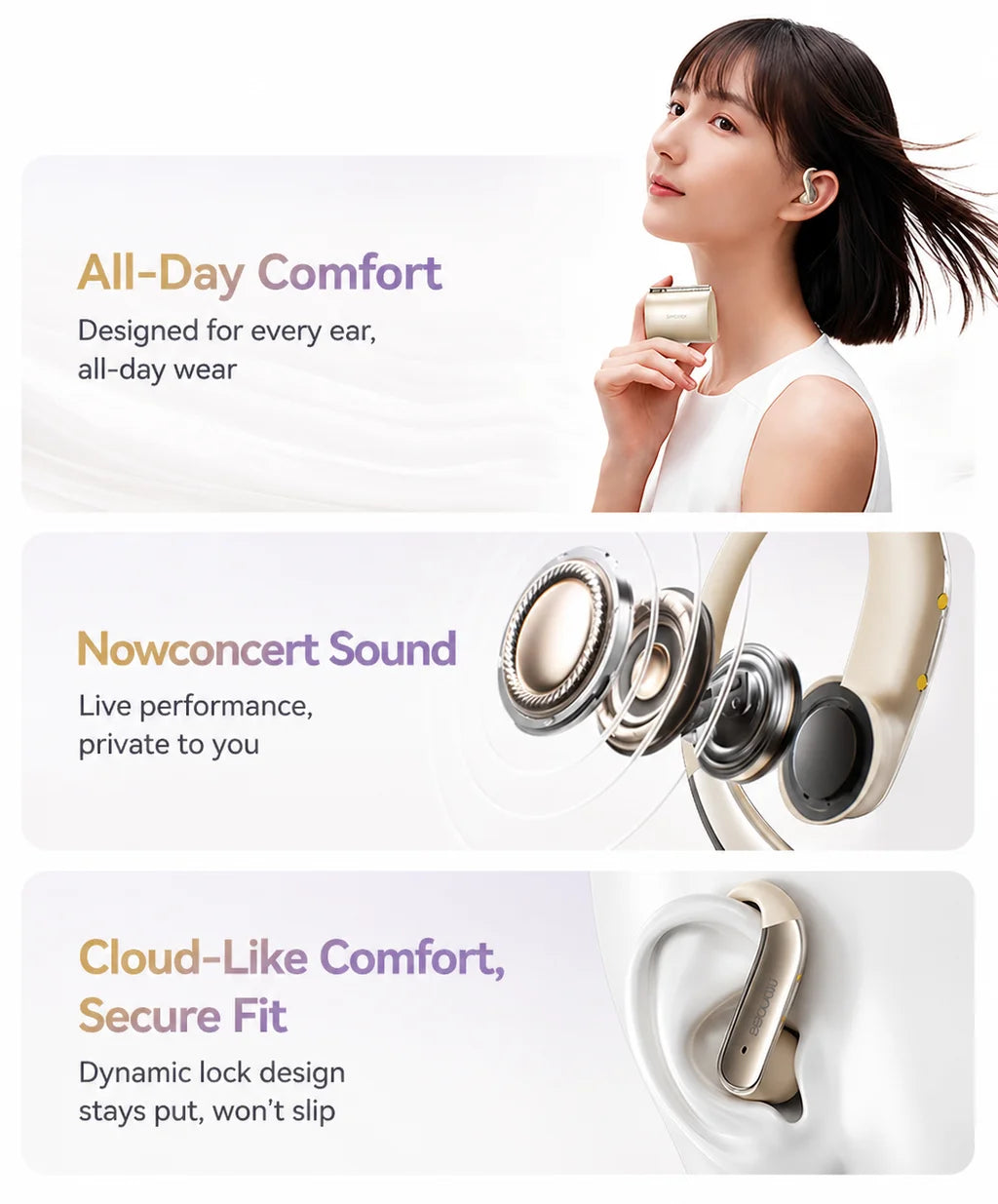MONOISE Q13 AI Translation Earbuds Open Ear Wireless Bluetooth Headphones Real Time Translator HiFi LDAC Sport Earphones