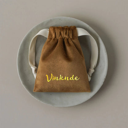 100pcs Custom Logo Jewelery Velvet Drawstring Bag Soft Champagne Velvet Suede Pouches Packaging for Wedding Party Gift Organizer