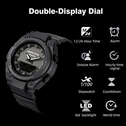 NORTH EDGE FORTRESS 2026 Men's Military Digital Watch Outdoor Sports Waterproof 50M Watches World Time Countdown LED Wristwatch