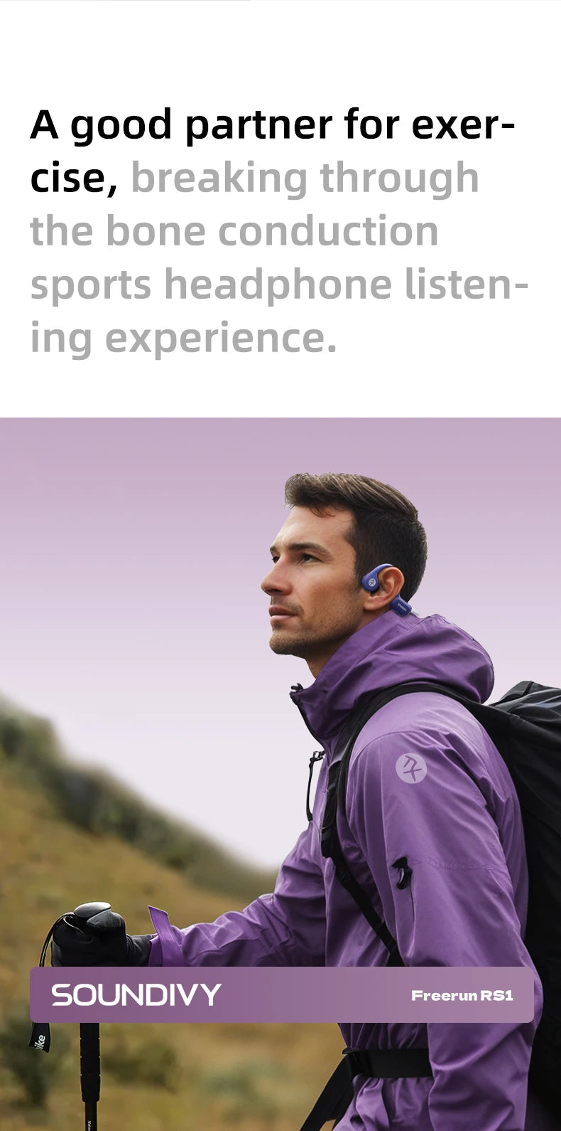 Słuchawki SOUNDIVY RS1 z przewodnictwem kostnym Bluetooth bezprzewodowe 32 GB pamięci Wodoodporne IPX8 Słuchawki sportowe do pływania i biegania