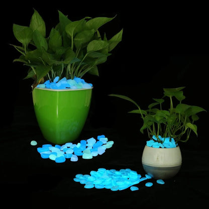 300Pcs the Garden of Light on the Dark Pebbles for Yard Rock and Manwalk Decoration Fairy Tale Garden DIY Decorative Luminous Stone