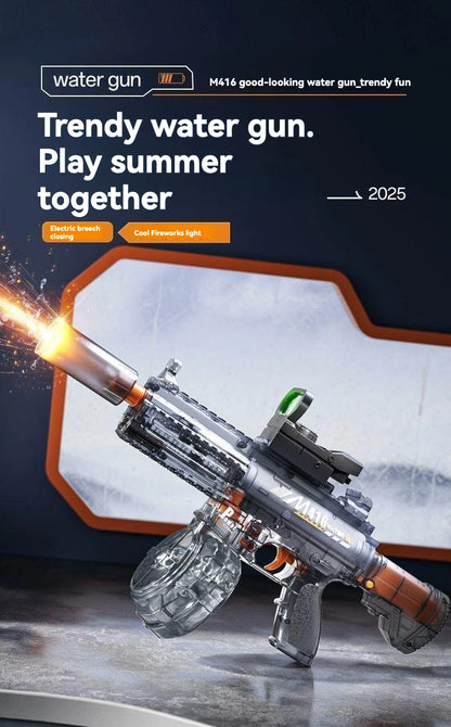 2026 new firelight M416 electric water gun children's toy water spray continuous strong range long-range water fight toy