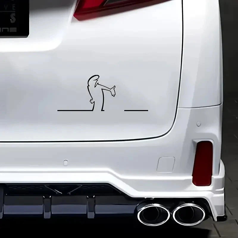 La Linea Minimalist Line Art Car Sticker Bumper & Window Door Wall Decal With Cartoon Character Design Home Car Decoration