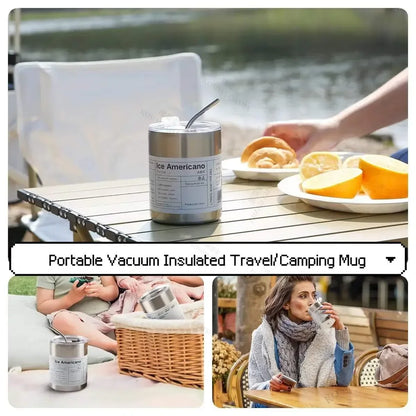 Double Wall Vacuum Insulated Reusable Coffee Tumbler Travel Mug with Straw Hot Cold Leak-proof Dishwasher Safe