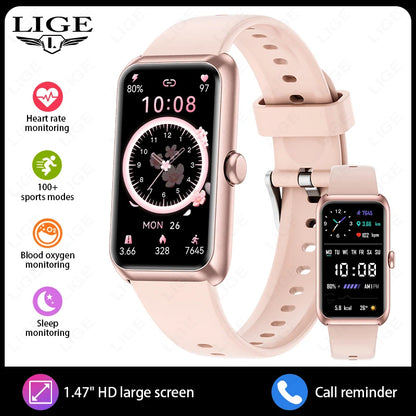 LIGE Fashionowy Smartwatch z Pełnym Ekranem Dotykowym Męski Damski Przypomnienie o Połączeniach Bransoletka Damska 100+ Trybów Sportowych Monitor Tętna Smartwatch