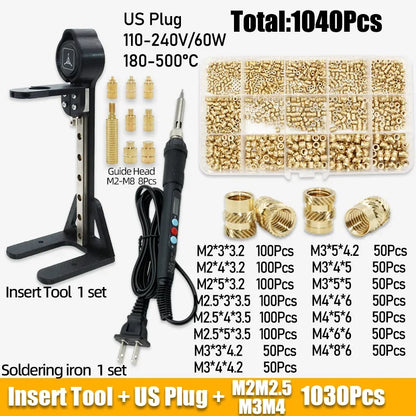 Heat Set Inserts Tool M2 M3 M4 M5 Brass Threaded Insert Nut Digital Soldering Iron for 3D Printing Plastic PCB Welding Press Nut