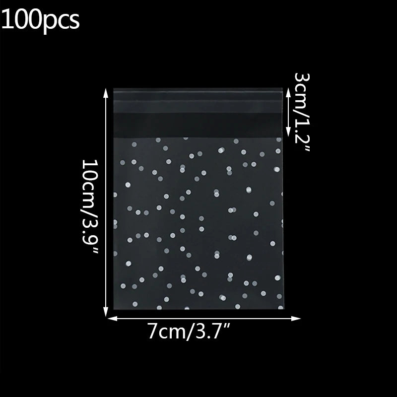 100pcs Plastic Transparent Cellophane Bags Polka Dot Candy Cookie Gift Bag Self Adhesive Candy Bags for Wedding Birthday Party