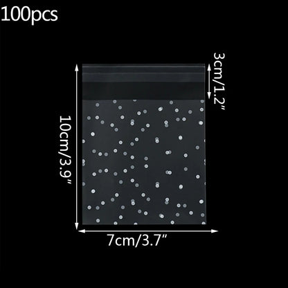100pcs Plastic Transparent Cellophane Bags Polka Dot Candy Cookie Gift Bag Self Adhesive Candy Bags for Wedding Birthday Party
