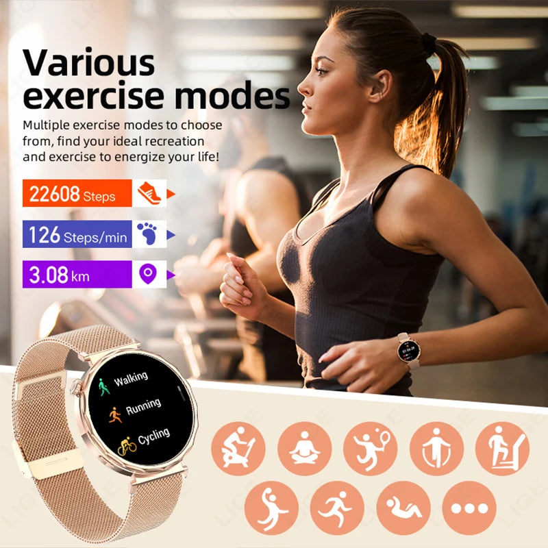 LIGE 2025 Smart Watch Women Full Circle Touch Screen Bluetooth Call Men Smartwatch Waterproof Sport Activity Fitness Watch Women