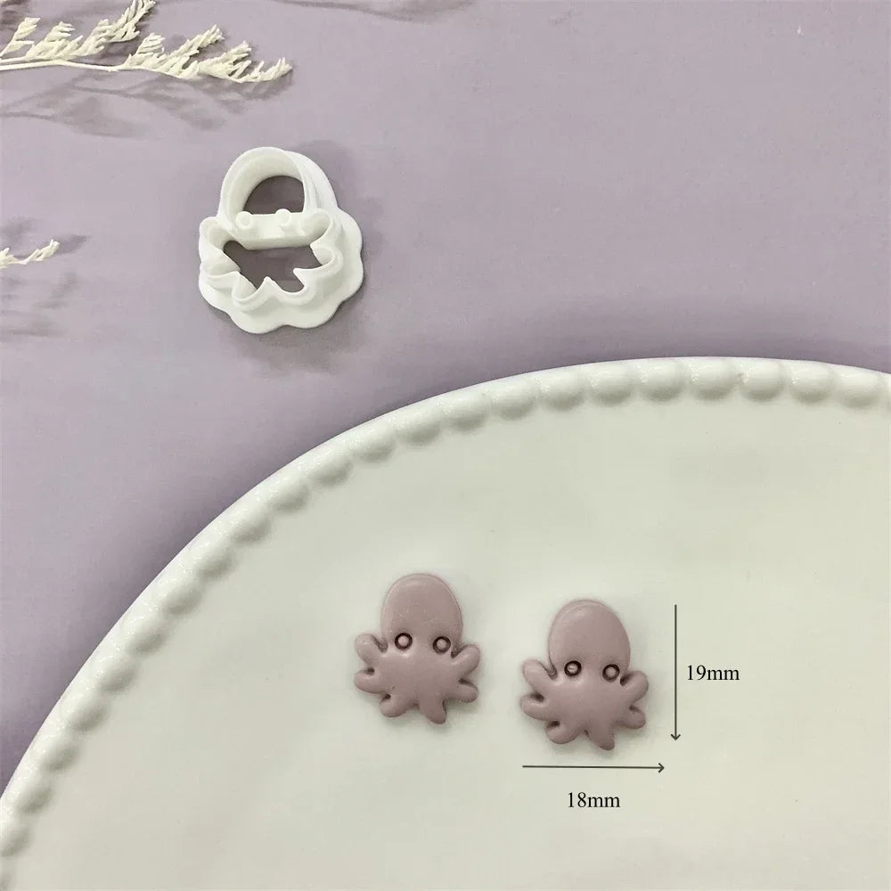Octopus/Whale/Turtle/Coral/Starfish/Fish Tail/Conch/Shell Shaped Ocean Animal Clay Cutters Summer Beach Cutting Mold for Earring