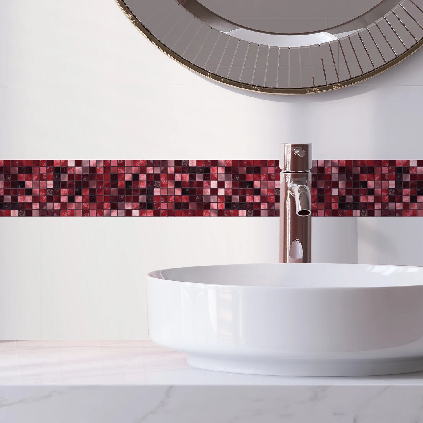 10x200cm Baseboard Sticker Moroccan Mosaic Tile Style Wall Border Sticker DIY Kitchen Bathroom Decoration Waistline Wall Sticker