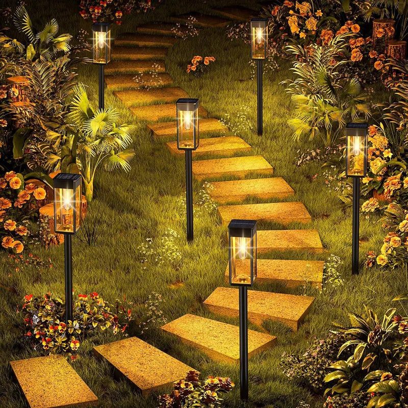 2/4/6Pcs Retro Solar Pathway Warm Lights Outdoor Waterproof Garden Incandescent Bulb for Walkway Yard Backyard Landscape Decor