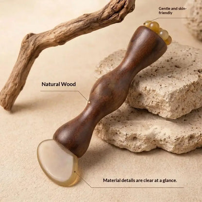 Natural Facial Beauty Massager Lotus Seedpod Brass Bead Rosewood Gua Sha Tool Non-Irritating for Gentle Face Lifting Massage