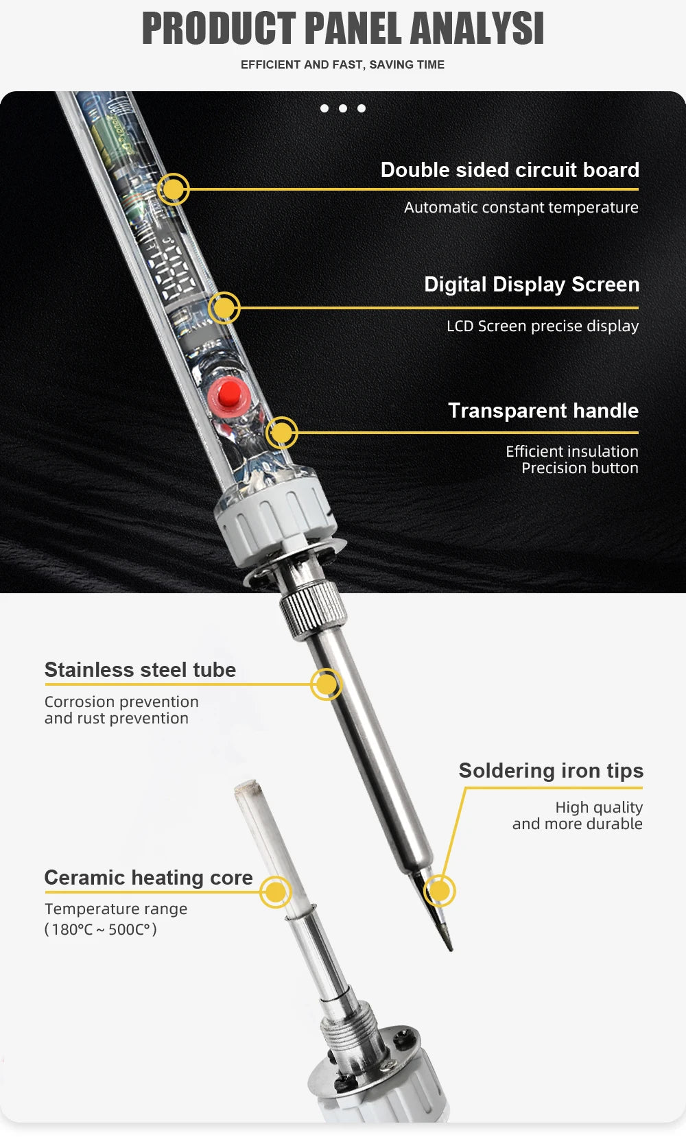 JCD 100W New Electric Soldering Iron P907 110V 220V Adjustable Temperature LCD Digital Display With Switch Welding Repair Tools