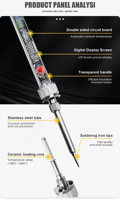 JCD 100W New Electric Soldering Iron P907 110V 220V Adjustable Temperature LCD Digital Display With Switch Welding Repair Tools