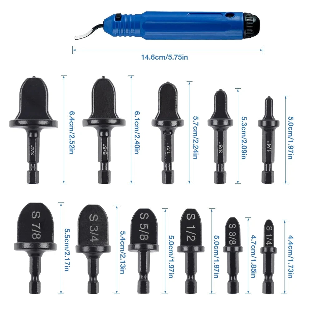 11 Pieces Of Copper Tube Expanders Multi-Specification Reaming Tools Air Conditioning Tube Repair Tools Reaming Drill Bits
