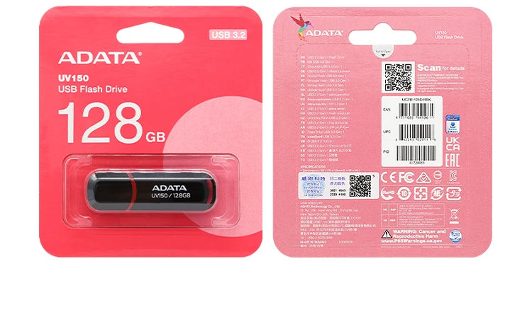 Original ADATA USB 3.2 Flash Drive UV150 32GB 64GB Pendrive Red Black Memory Stick High Quality U Disk for PC Smart TV