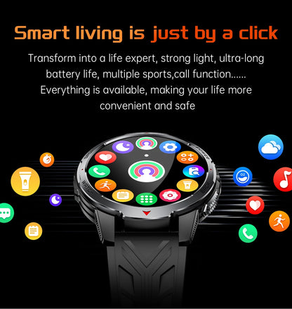LIGE 1100mAh Military Outdoor Smart Watch Men 1.7" Large Display Compass Sports Watch IP68 Waterproof Bluetooth Call Smartwatch
