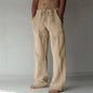 Men's Cotton Linen Long Pants Summer Solid Color Breathable Linen Trousers Male Casual Elastic Waist Casual Pants  Men ﻿