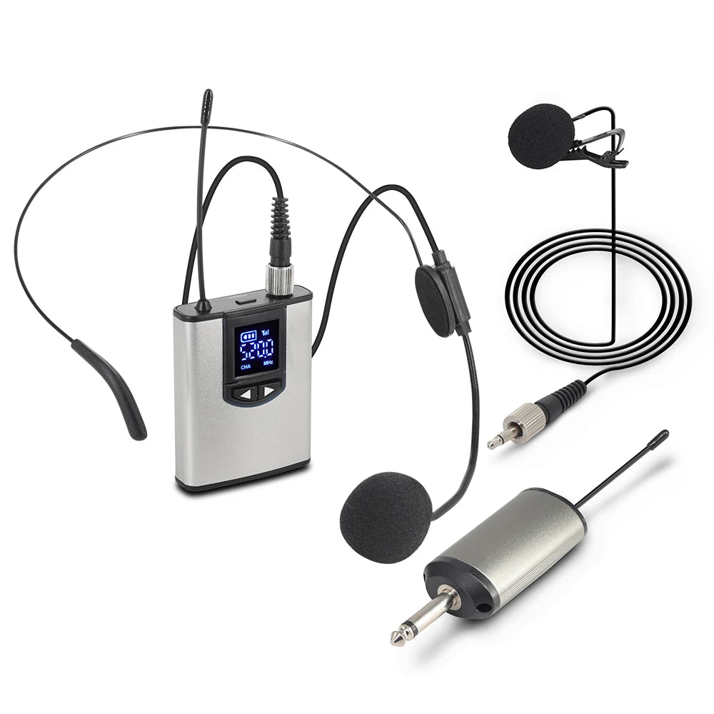 UHF Wireless Microphone Lavalier Microphone With Bodypack Transmitter Instructional Lecture Interview Vlog Live Recording