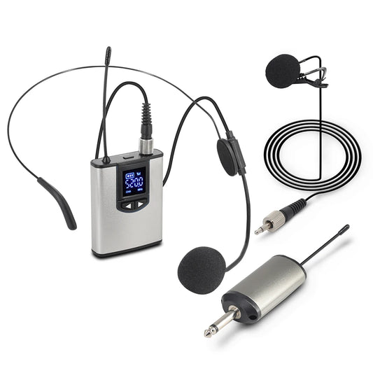 UHF Wireless Microphone Lavalier Microphone With Bodypack Transmitter Instructional Lecture Interview Vlog Live Recording