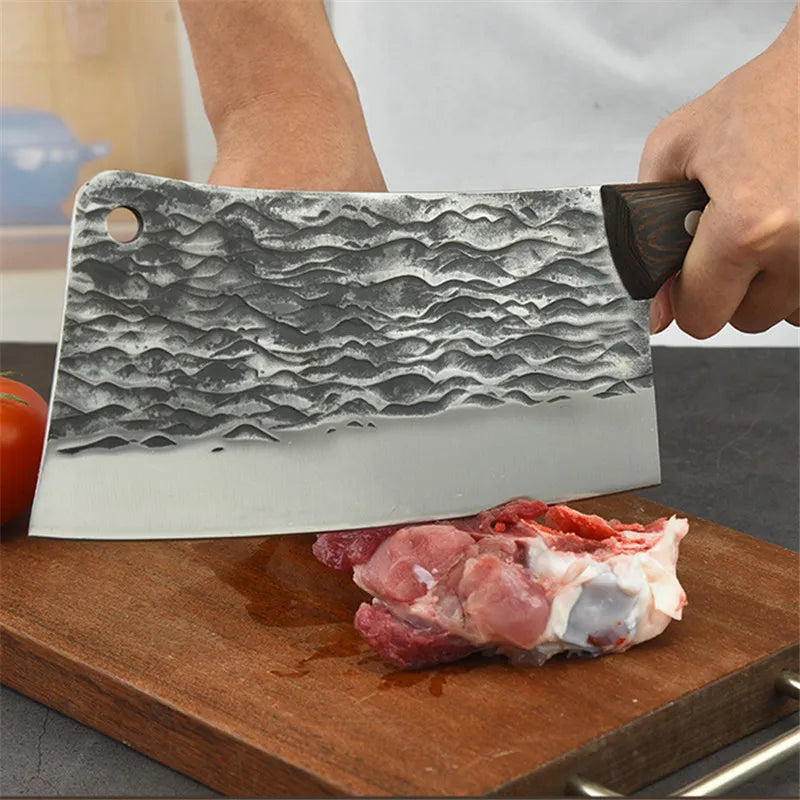 1 KG Chopping Knife 5mm Thickened Handmade Forged Kitchen Bone Knife Butcher Durable Hard Blade Chopper Kitchen Knife Cleaver