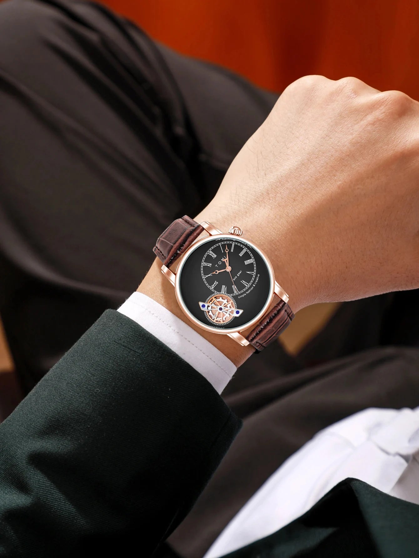 TOMI Set Gift Box Luxury and Fashionable Men's Quartz Watch Leisure Calendar Double Strap Quartz Watch Festival Gift