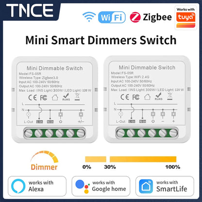 TNCE Tuya wifi Dimmer ZigBee Module Supports 2 Way Control LED Lights Dimmable Switch Work with smart life app Alexa Google Home