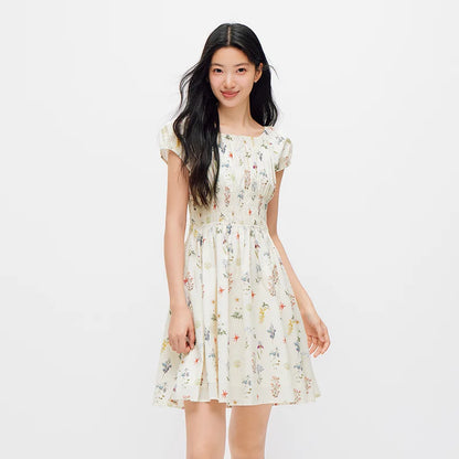 Semir Women Dress Bowknot Waist Print Floral Dress 2026 Summer Sweet Casual Style
