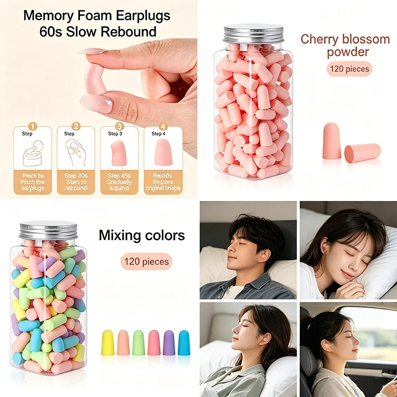 24-120PCS Earplugs for Sleep Anti-Noise Travel Sleep Noise Reduction Soft Foam Earplugs Anti-Noise Sleep anti Snoring Health