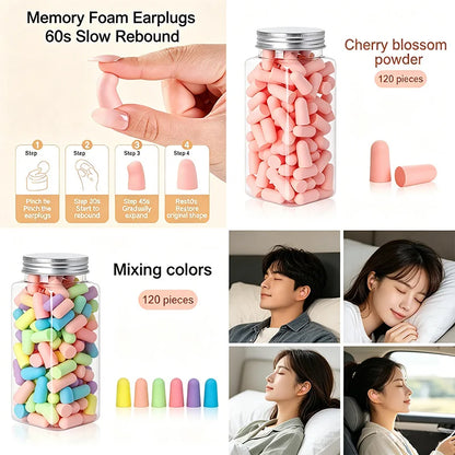 24-120PCS Earplugs for Sleep Anti-Noise Travel Sleep Noise Reduction Soft Foam Earplugs Anti-Noise Sleep anti Snoring Health