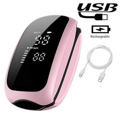 Rechargeable Medical Oximeter Strap Lanyard Fingertip Pulse Oximeter Blood Oxygen Saturation Monitor Digital LED Display Child