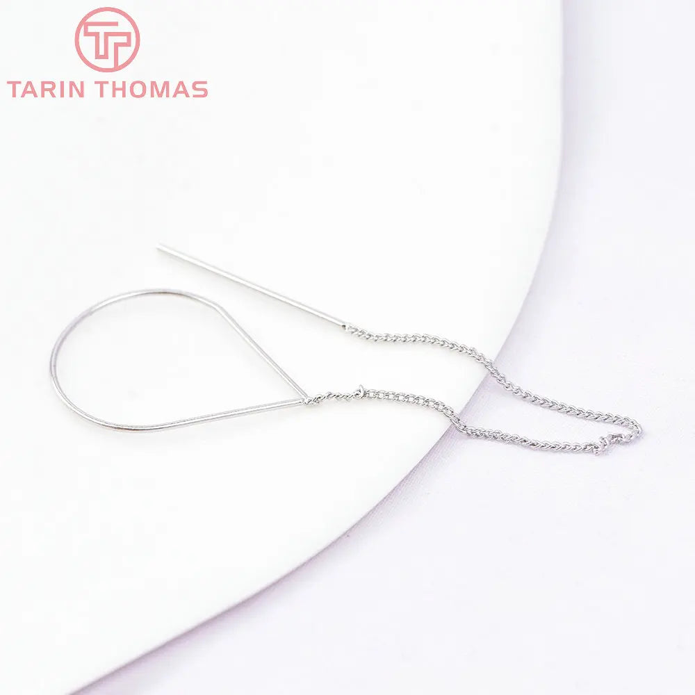 (6669)6PCS 11CM 24K Gold Color Plated Extended Chain Stud Earring Line High Quality Jewerly Making  Jewelry Findings Accessories