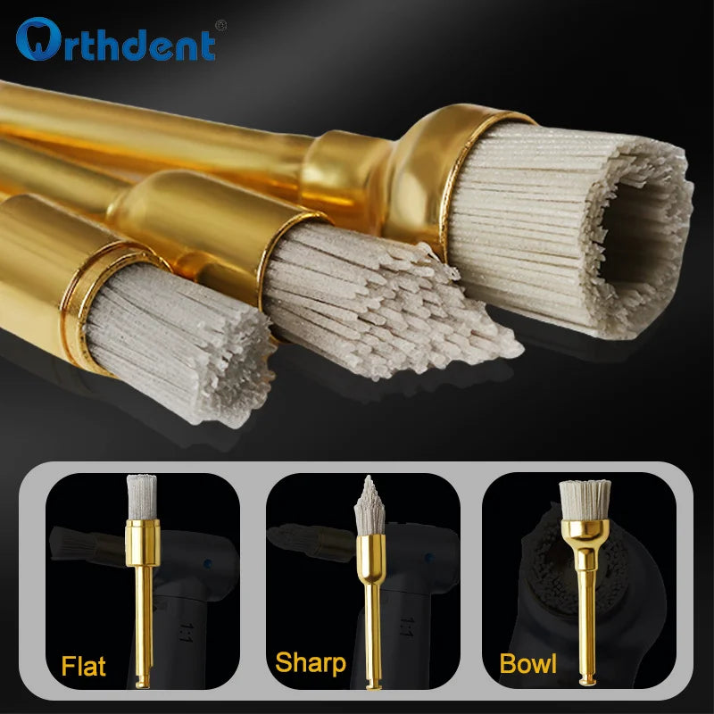 10Pcs Dental Polishing Brush Flat Sharp Bowl Type Aluminum Polisher RA 2.35mm Fit for Contra Angle Handpiece Dentistry Lab Tool