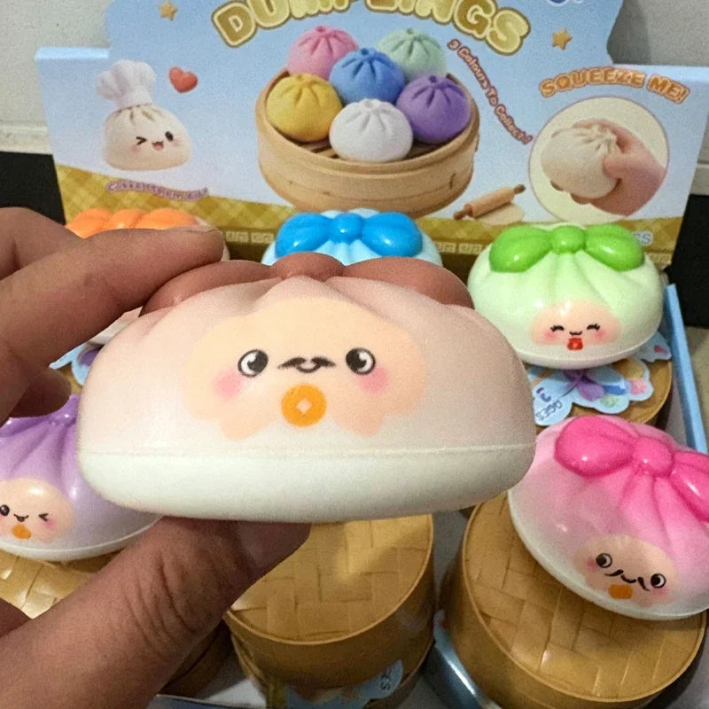 12Pcs Rainbow Cartoon Squishy Bun Set Slow Rebound Stress Relief Fidget Cute Simulation Dumpling Gift Box For Kids Collect Play