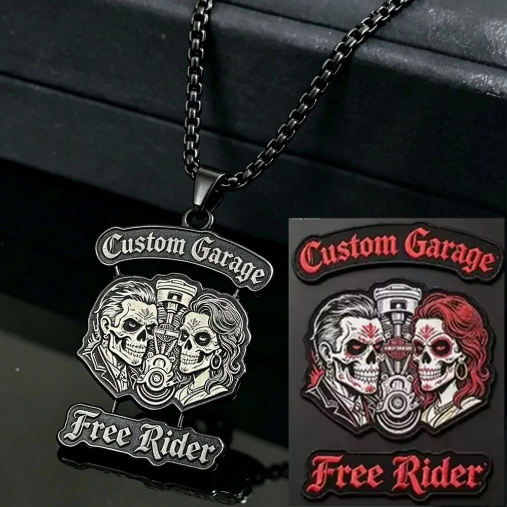 Custom Logo Pendant Neckalce Engraved Picture Nameplate Necklace Personalized Personal Hip Hop Classic Motorcycle Club Jewelry