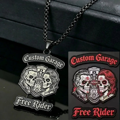 Custom Logo Pendant Neckalce Engraved Picture Nameplate Necklace Personalized Personal Hip Hop Classic Motorcycle Club Jewelry