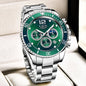 LIGE Outdoor Sport Watch For Men Fashion Military Waterproof Luminous Men Watch Round Stainless Steel Quartz Chronograph Male