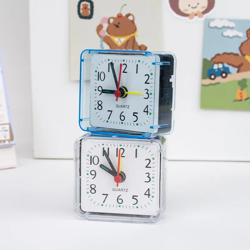 Table Clock Square Alarm Clock Small Alarm Electronic Bed Compact Travel Clock Quartz For Child Students Desk Alarm