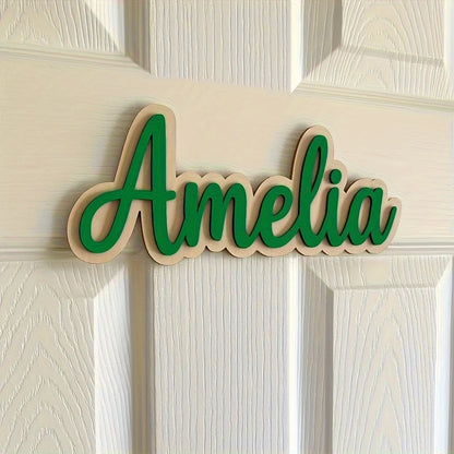 1Pc Customized Personalized Wooden Nameplate - Elegant Handwritten Style Wall-Mounted, Easy to Install, Modern Minimalist Design