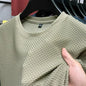 Summer Mesh Ice Silk T-shirt Men's Short Sleeve Round Neck 2026 New Half Sleeve Men Thin Solid Color Tees Top