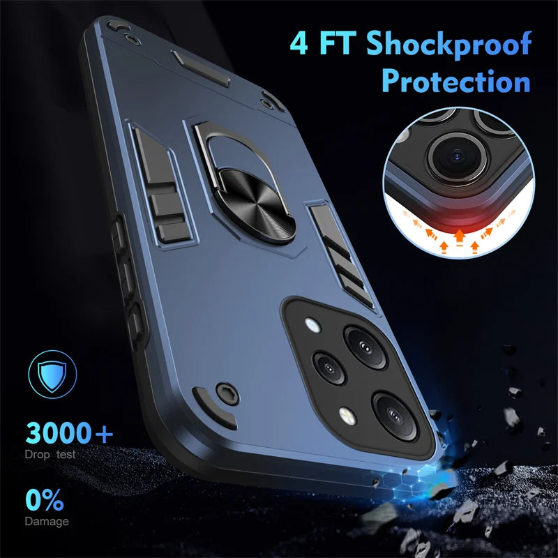 Funda For Xiaomi Redmi 12 4G 5G Case Camera Protect Armor Shockproof Phone Case For Redmy 12 Redmi12 Magnetic Holder Ring Cover