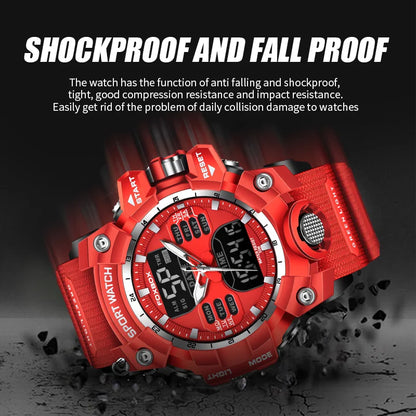 FOXBOX Top Brand Sports Military Quartz Men Watch Waterproof Dual Display Digital Fashion Big Watch For Men LED Man Wristwatch