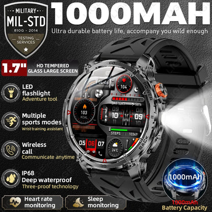 T-Rex 3 Military 1000mAh Super Capacity Battery Men Smart Watch 1.75" HD Screen Call 5ATM Waterproof Sport Smart Watches For Men