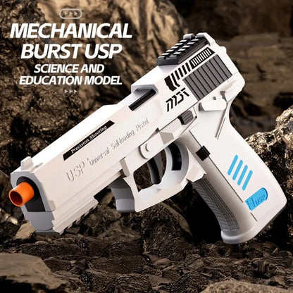 USP Soft Bullet Toy Pistol Shell Ejecting Continuous Firing Empty Hanging Design Outdoor Interactive Game Toy for Kids Gift