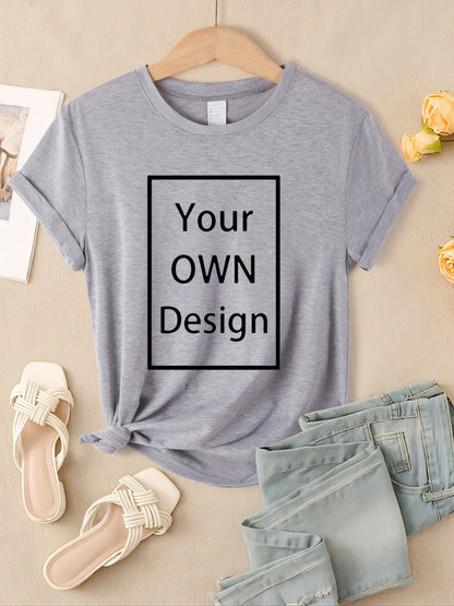 Summer Custom Womens T-Shirts DIY Logo/Graphic Tops Basic Multicolor T Shirt Loose O-Neck Short Sleeve Tees Casual Woman Clothes