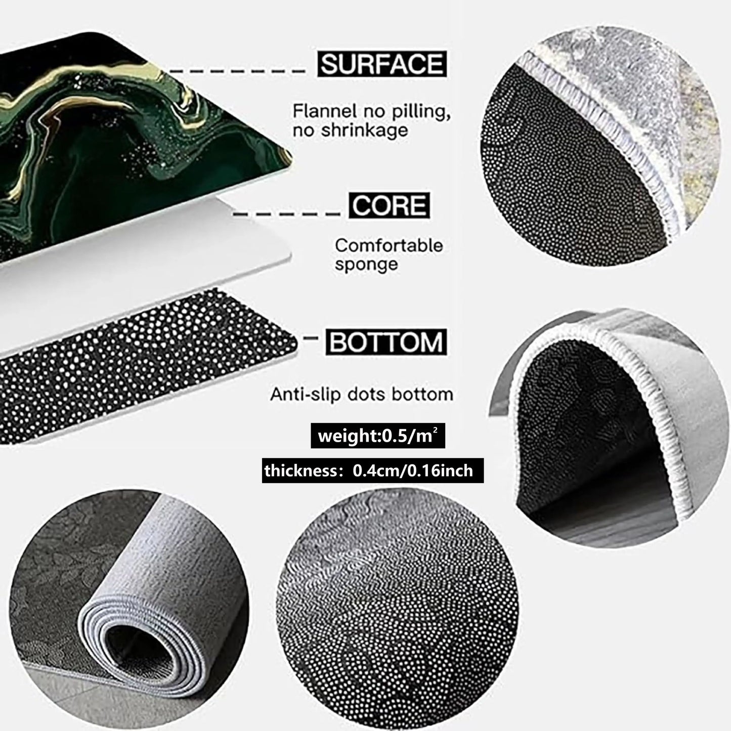 VIKAMA Light Luxury Minimalist Style Lineage Living Room Entrance Carpet Bathroom Entrance Anti-slip Floor Mat Home Decoration