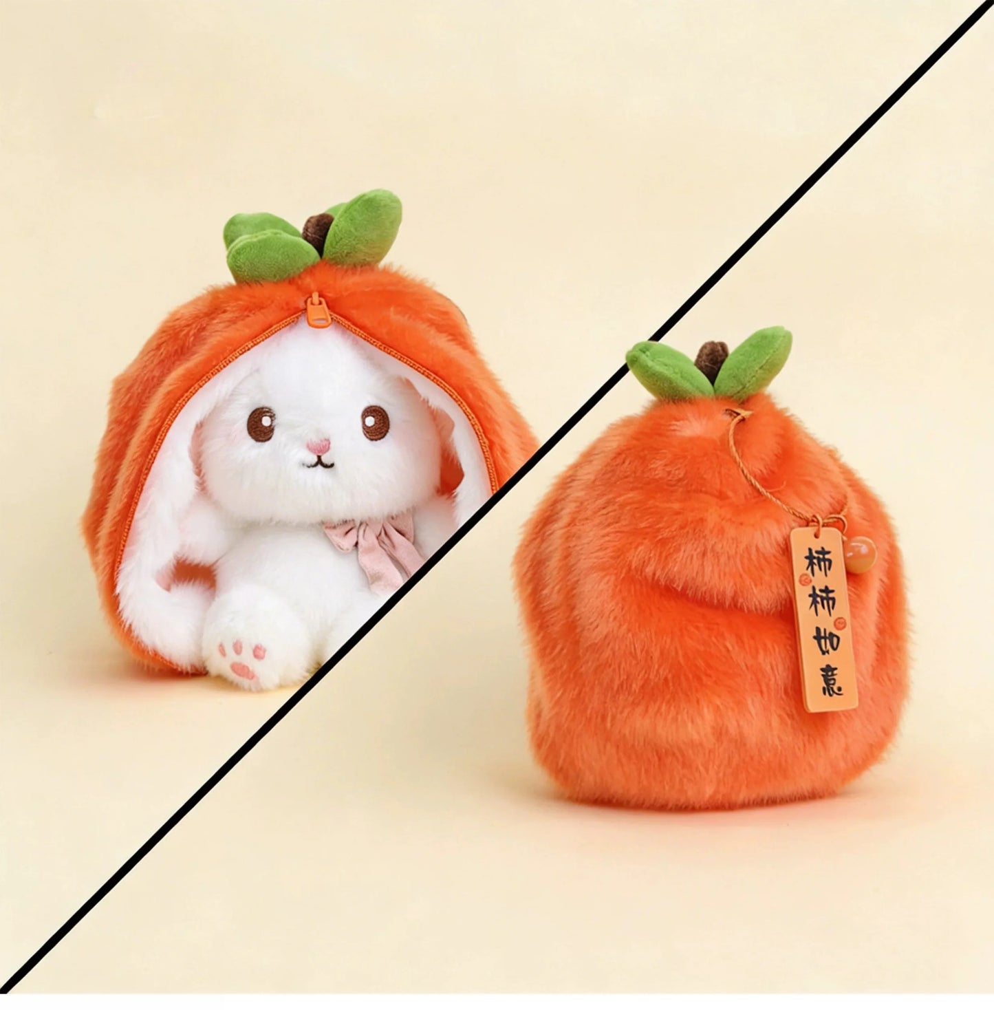 New Cute Fruit Bunny Plush Toy Creative Durian Pineapple Carrot Strawberry Turn Into Rabbit Soft Doll Birthday Christmas Gift
