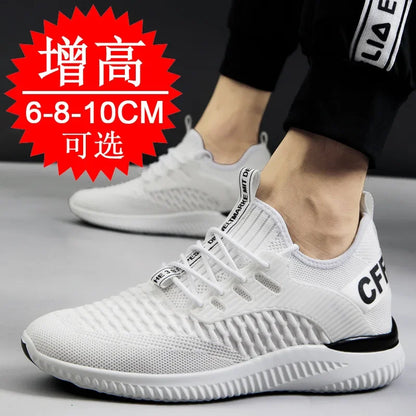Men Breathable Height Increase Shoes  Lightweight Sneakers Invisible Height Increase Shoes 8cm Breathable Mesh Sneakers10cm