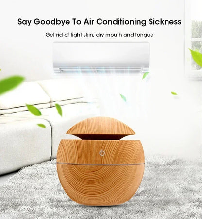 Woodgrain USB Essential Oil Diffuser Mini Ultrasonic Aromatherapy Humidifier Portable Desktop Air Mist Maker For Home Office